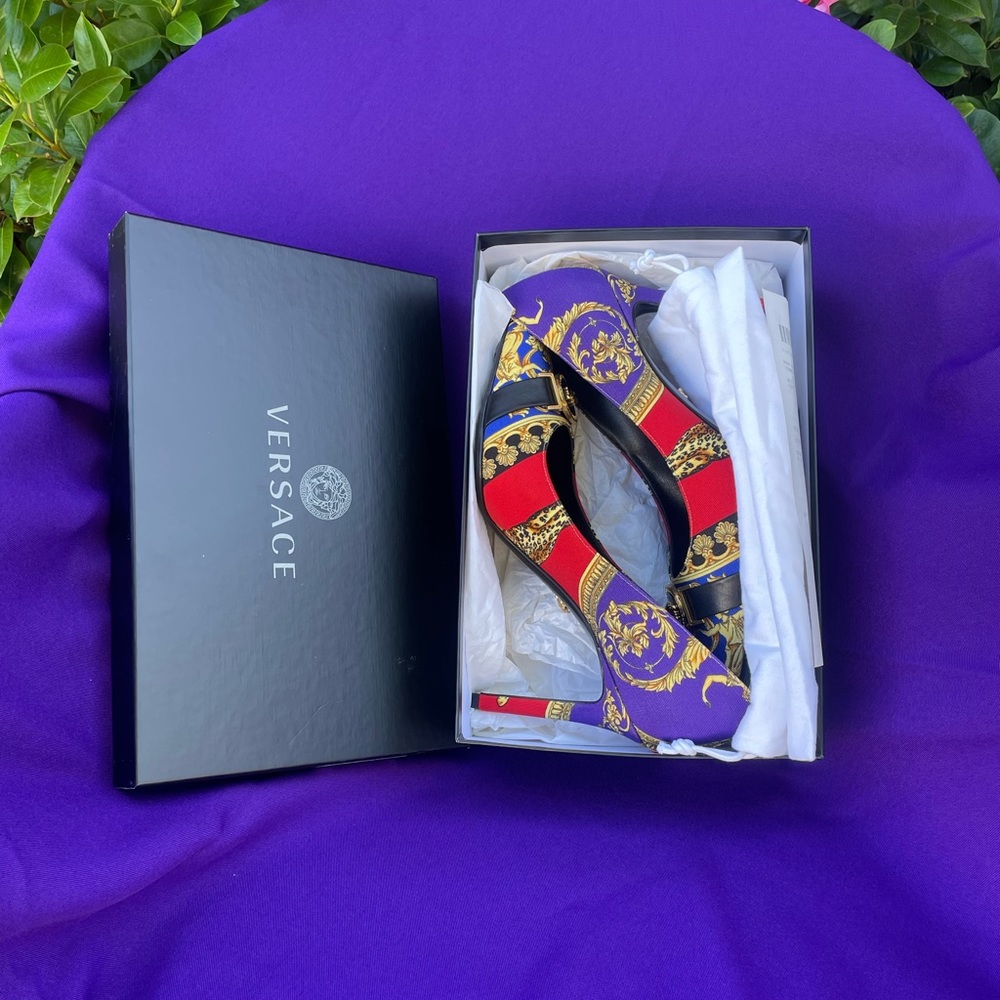 VERSACE ICON PILLOW TALK 95MM PUMPS IN MULTI Size 10